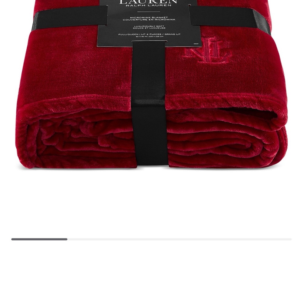 Ralph Lauren Crimson Plush Throw Blanket . King Size .